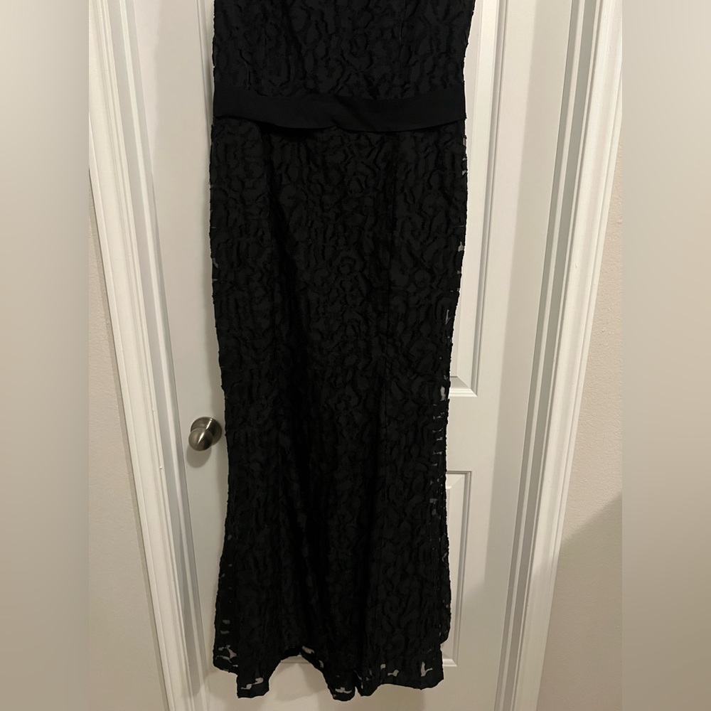 St. John Black Lace Pattern Sleeveless Gown Long Maxi Dress Sz 10 Formal Evening - Picture 7 of 17